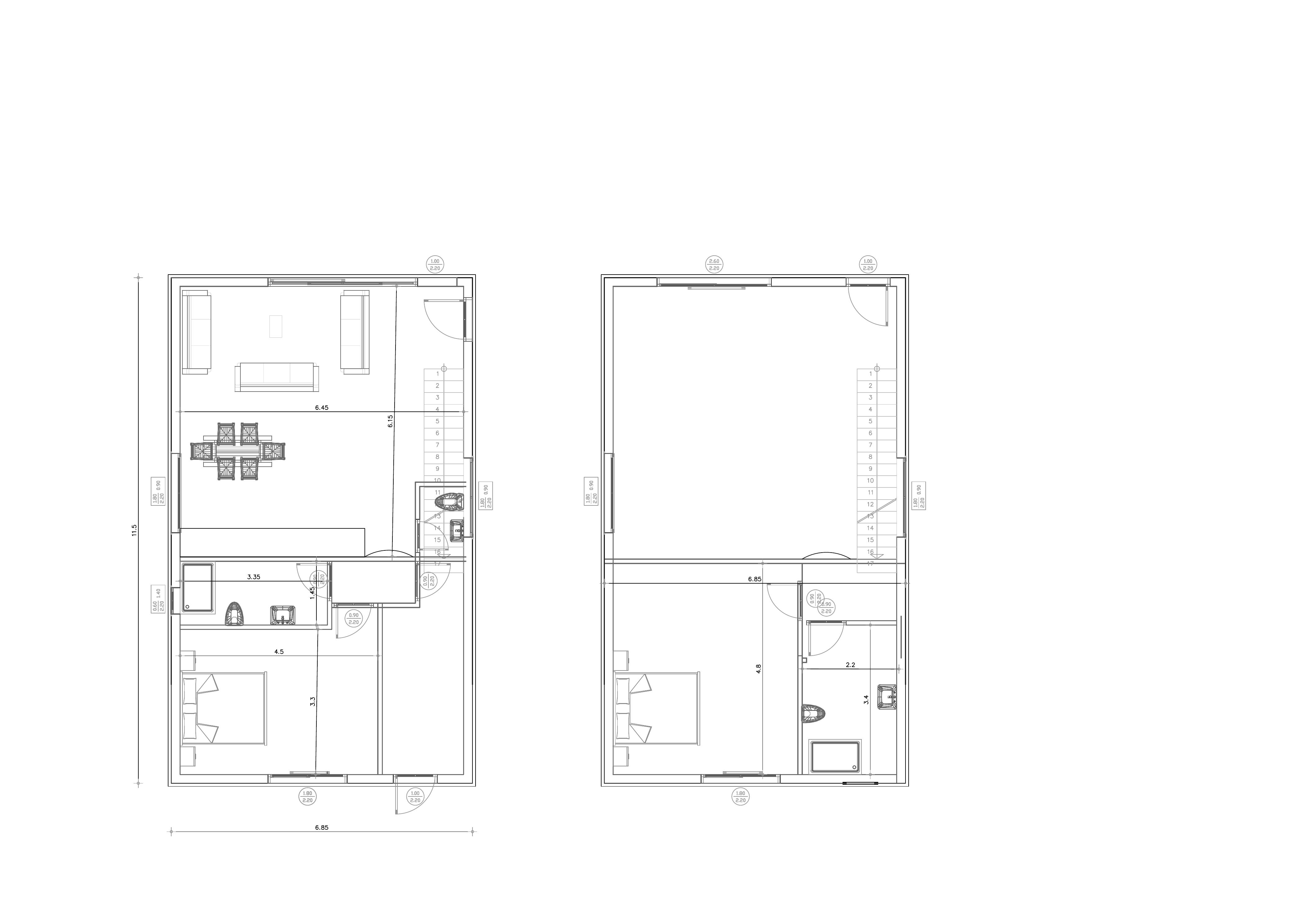 Pasha Villas official floor plans - ground floor 78.78m² and loft 35.28m² - 2 bedroom villa Parga Greece architectural drawing