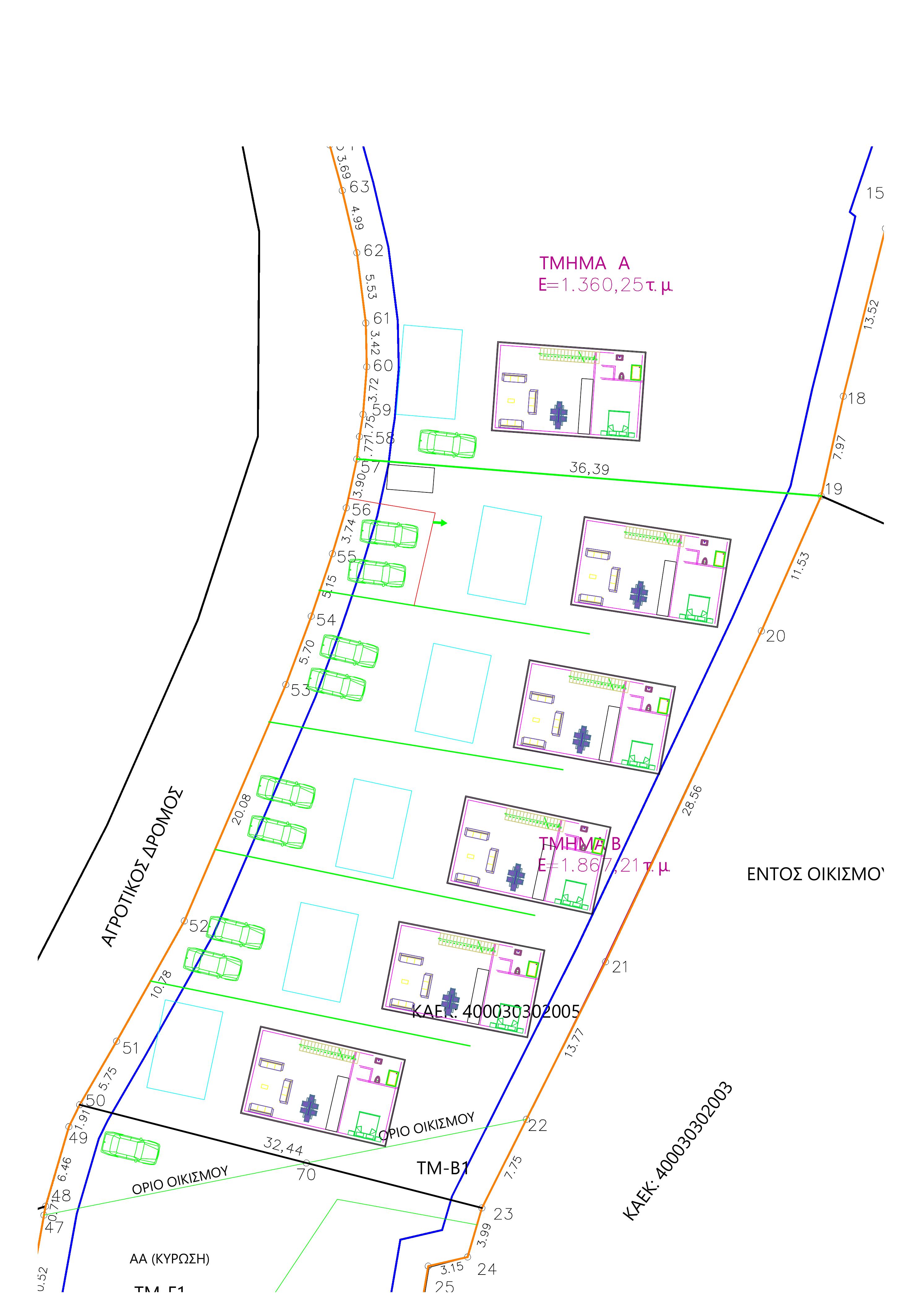 Pasha Villas site plan Trikorfo Parga Greece showing all 6 villas cadastral survey