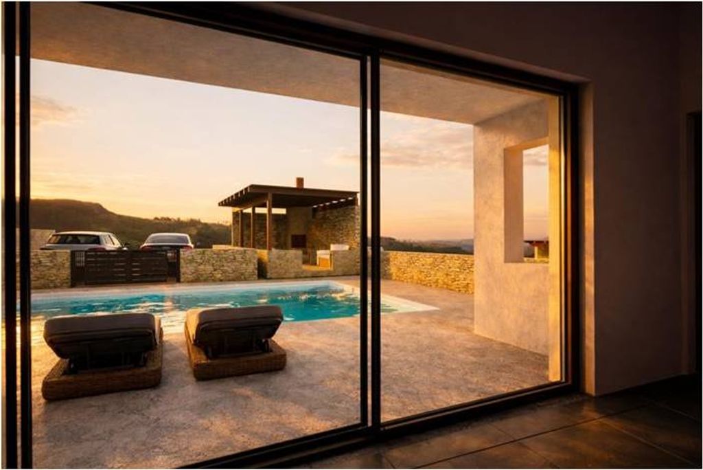 Aerial view of Pasha Villas complex with 6 private pools, Trikorfo Parga