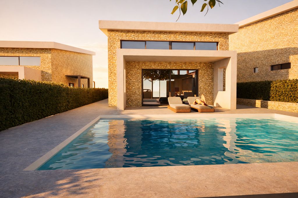 Pasha Villas private pool with sunbeds, Parga Greece